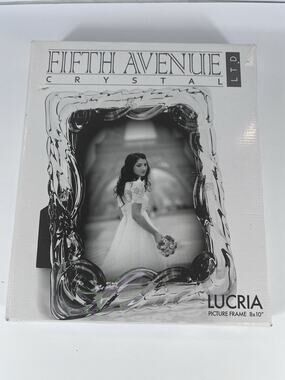 FIFTH AVENUE CRYSTAL LTD Photo Picture Frame 8x10 Frosted Ribbons New In Box